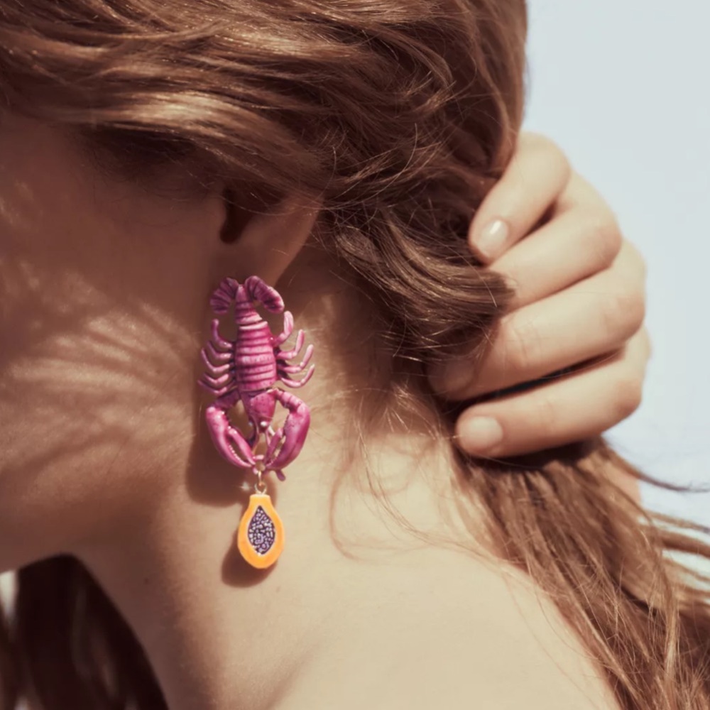 2025 ZARA Pink and Orange Lobster Earrings